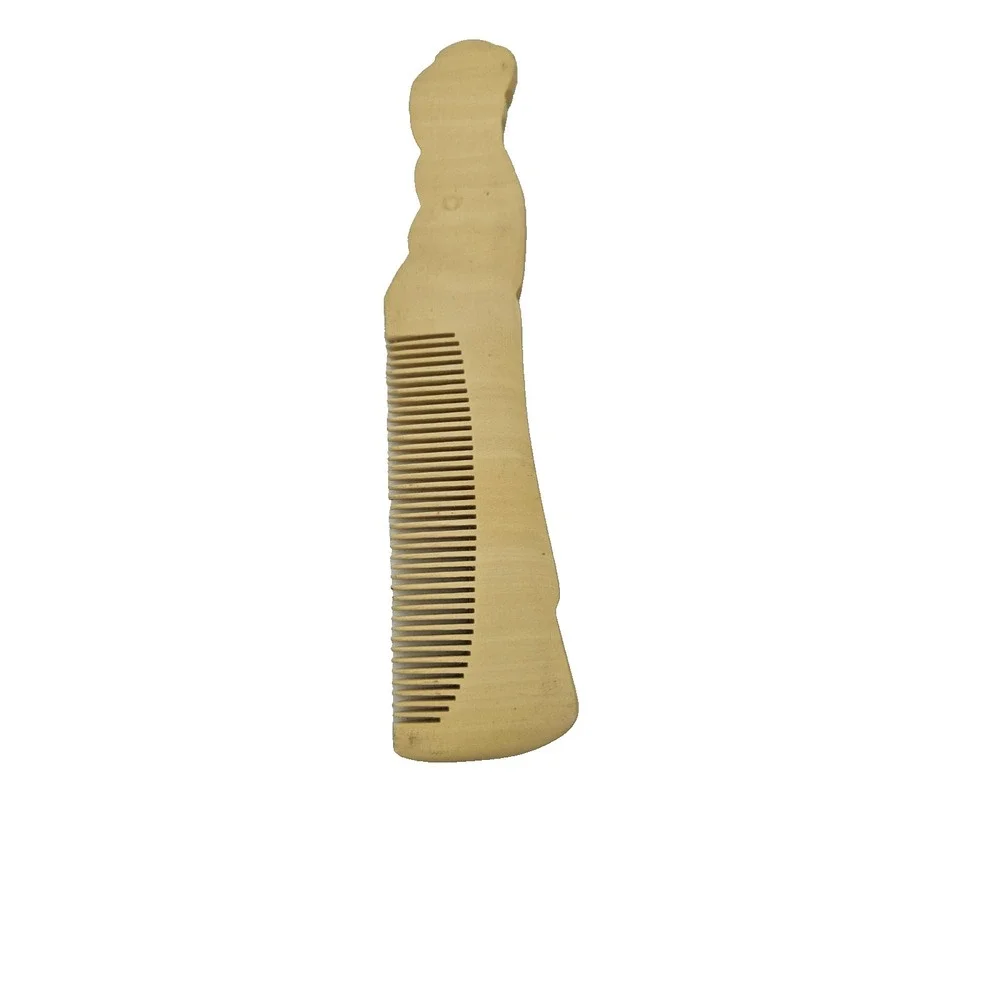 Vintage Asian Lady Decorative Wooden Comb 6.5